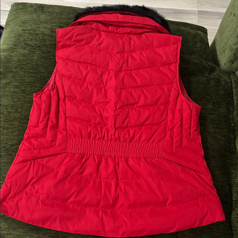 Talbots Red Quilted Removable Faux-Fur Collar Puffer Vest‎ Size XL NWOT - Picture 5 of 15